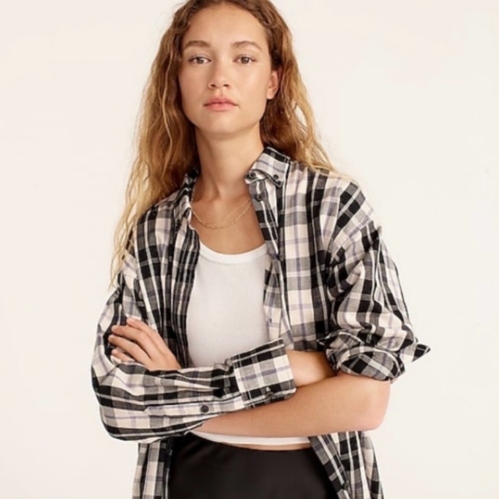 J. Crew Womens Relaxed Fit Featherweight Flannel Shirt 0 Friday Plaid Preppy